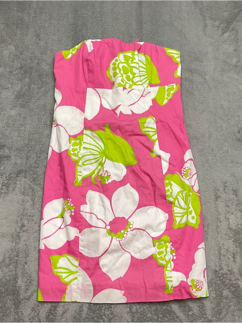 Lilly Pulitzer Strapless Dress Size 2 Pink White Green Floral Mini Tube Summer